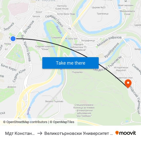 Мдт Константин Кисимов to Великотърновски Университет ""Св. Св. Кирил И Методий"" map