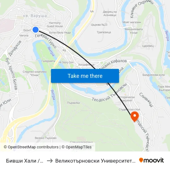 Бивши Хали / Ex Market Hall to Великотърновски Университет ""Св. Св. Кирил И Методий"" map