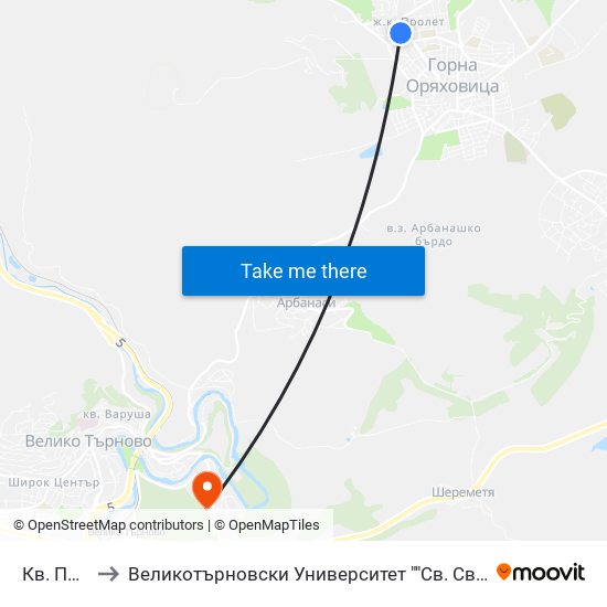 Кв. Пролет to Великотърновски Университет ""Св. Св. Кирил И Методий"" map