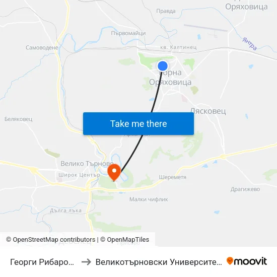 Георги Рибаров / Georgi Ribarov to Великотърновски Университет ""Св. Св. Кирил И Методий"" map