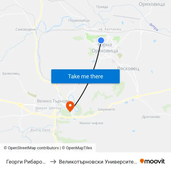 Георги Рибаров / Georgi Ribarov to Великотърновски Университет ""Св. Св. Кирил И Методий"" map