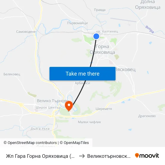 Жп Гара Горна Оряховица (Културен Дом) / Gorna Oryahovitsa Train Station (House Of Culture) to Великотърновски Университет ""Св. Св. Кирил И Методий"" map
