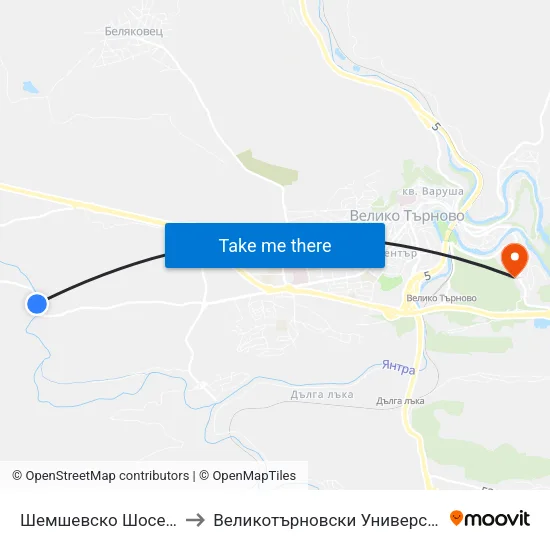 Шемшевско Шосе / Shemshevsko Shosse to Великотърновски Университет ""Св. Св. Кирил И Методий"" map