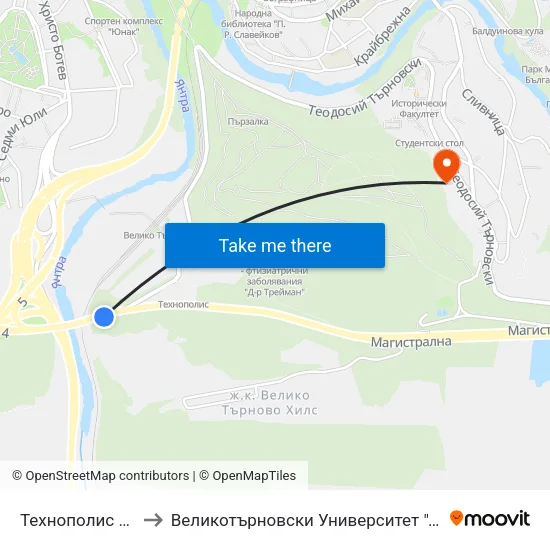 Технополис / Technopolis to Великотърновски Университет ""Св. Св. Кирил И Методий"" map