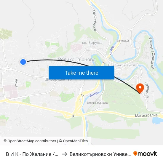 В И К - По Желание / Water And Sewage - on Request to Великотърновски Университет ""Св. Св. Кирил И Методий"" map