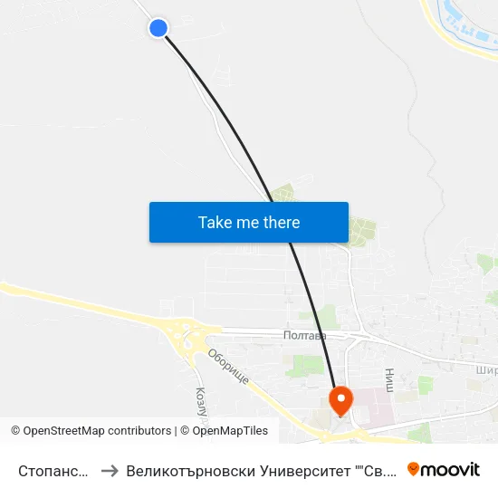 Стопански Двор to Великотърновски Университет ""Св. Св. Кирил И Методий"" map