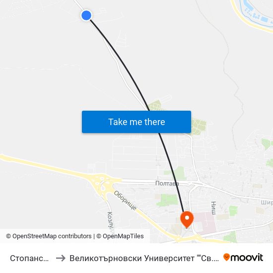 Стопански Двор to Великотърновски Университет ""Св. Св. Кирил И Методий"" map