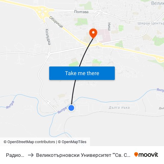 Радиозавод to Великотърновски Университет ""Св. Св. Кирил И Методий"" map