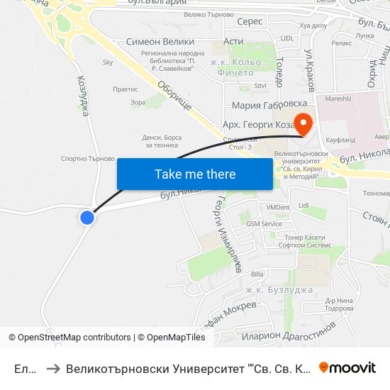 Елмот / Elmot to Великотърновски Университет ""Св. Св. Кирил И Методий"" map