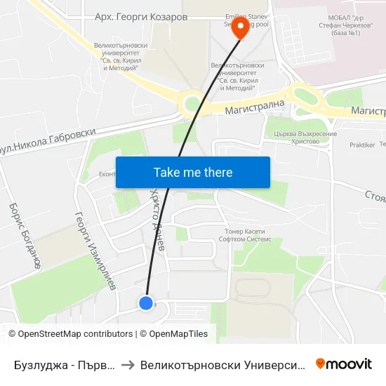Бузлуджа - Първа / Buzludzha - First to Великотърновски Университет ""Св. Св. Кирил И Методий"" map