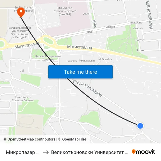 Микропазар / Micromarket to Великотърновски Университет ""Св. Св. Кирил И Методий"" map