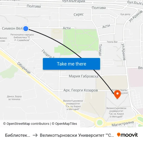 Библиотека / Library to Великотърновски Университет ""Св. Св. Кирил И Методий"" map