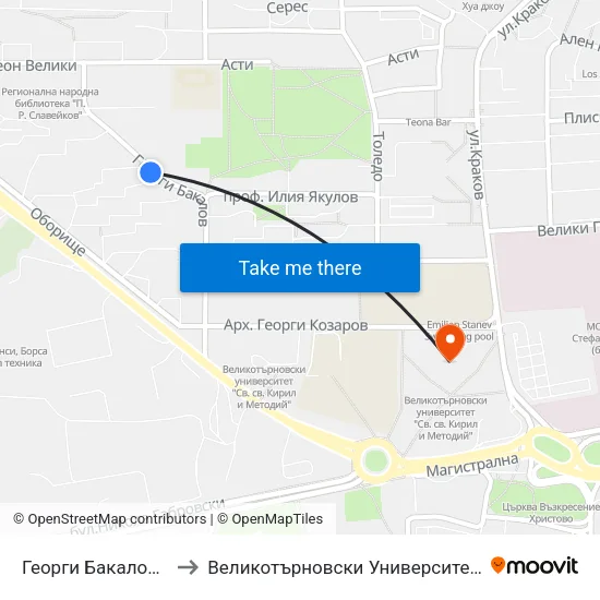 Георги Бакалов / Georgi Bakalov to Великотърновски Университет ""Св. Св. Кирил И Методий"" map