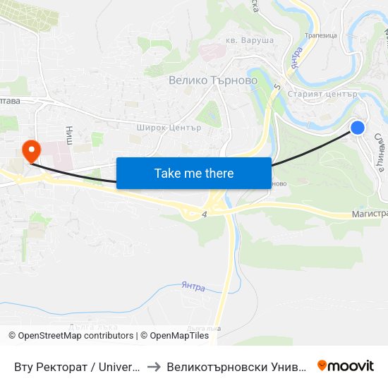 Вту Ректорат / University Of Veliko Tarnovo - Rectorate to Великотърновски Университет ""Св. Св. Кирил И Методий"" map