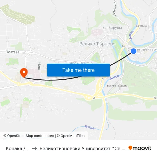 Конака / Konaka to Великотърновски Университет ""Св. Св. Кирил И Методий"" map
