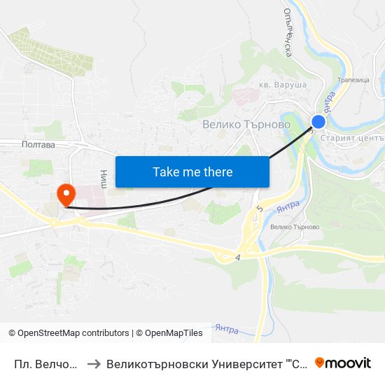 Пл. Велчова Завера to Великотърновски Университет ""Св. Св. Кирил И Методий"" map