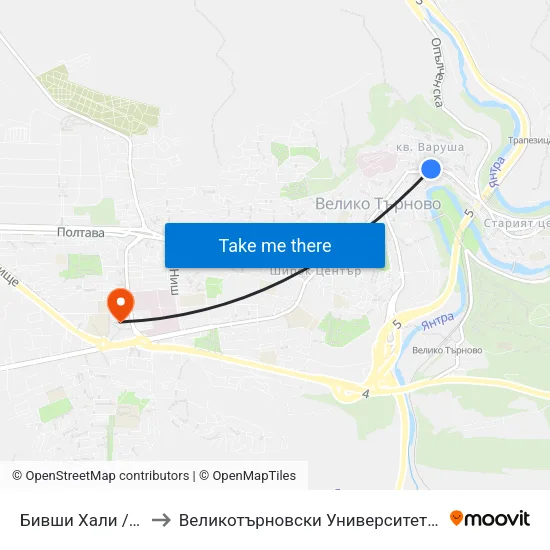 Бивши Хали / Ex Market Hall to Великотърновски Университет ""Св. Св. Кирил И Методий"" map
