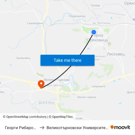 Георги Рибаров / Georgi Ribarov to Великотърновски Университет ""Св. Св. Кирил И Методий"" map