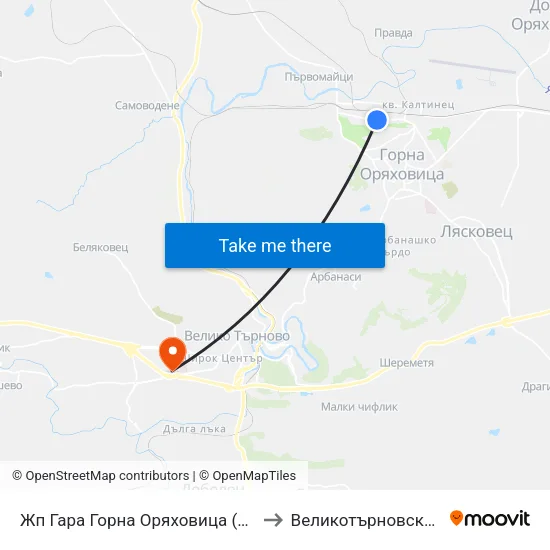 Жп Гара Горна Оряховица (Културен Дом) / Gorna Oryahovitsa Train Station (House Of Culture) to Великотърновски Университет ""Св. Св. Кирил И Методий"" map
