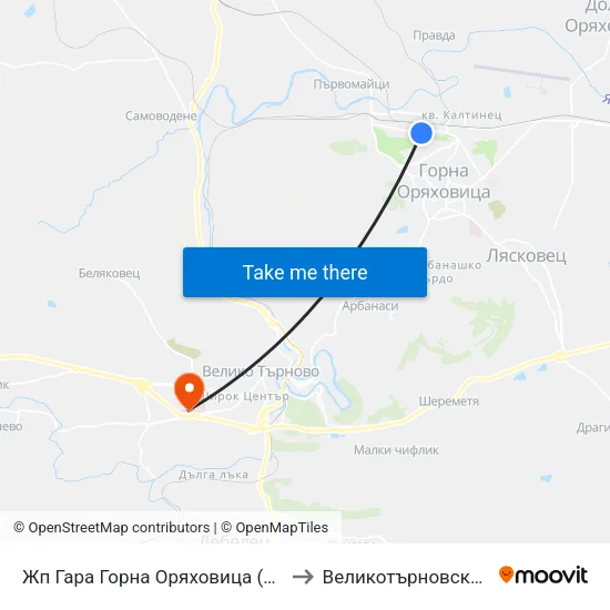 Жп Гара Горна Оряховица (Културен Дом) / Gorna Oryahovitsa Train Station (House Of Culture) to Великотърновски Университет ""Св. Св. Кирил И Методий"" map