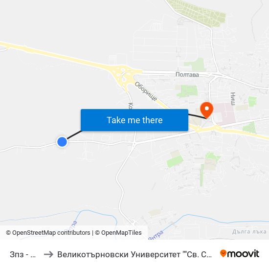 Зпз - Втора to Великотърновски Университет ""Св. Св. Кирил И Методий"" map