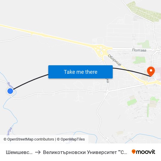 Шемшевско Шосе / Shemshevsko Shosse to Великотърновски Университет ""Св. Св. Кирил И Методий"" map