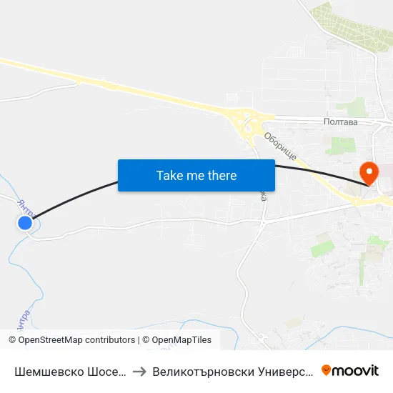 Шемшевско Шосе / Shemshevsko Shosse to Великотърновски Университет ""Св. Св. Кирил И Методий"" map