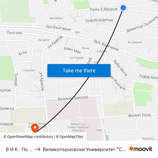 В И К - По Желание / Water And Sewage - on Request to Великотърновски Университет ""Св. Св. Кирил И Методий"" map