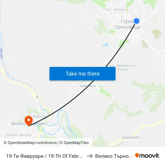 19-Ти Февруари / 19-Th Of February to Велико Търново map