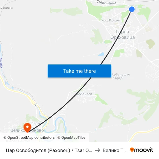 Цар Освободител (Раховец) / Tsar Osvoboditel (Rahovets) to Велико Търново map