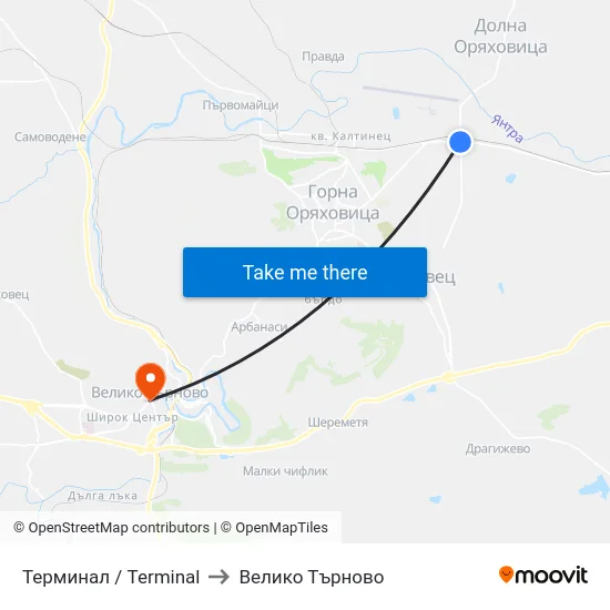 Терминал / Terminal to Велико Търново map