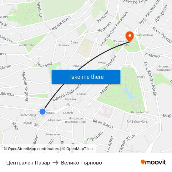 Централен Пазар to Велико Търново map