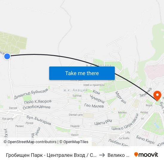 Гробищен Парк - Централен Вход / Cemetery - Central Entrance to Велико Търново map