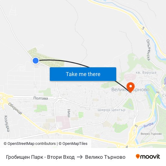 Гробищен Парк - Втори Вход / Cemetery - Second Entrance to Велико Търново map