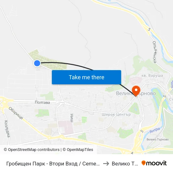 Гробищен Парк - Втори Вход / Cemetery - Second Entrance to Велико Търново map