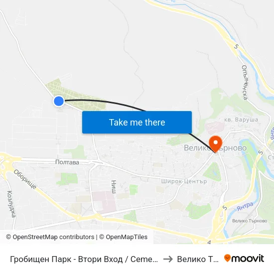 Гробищен Парк - Втори Вход / Cemetery - Second Entrance to Велико Търново map