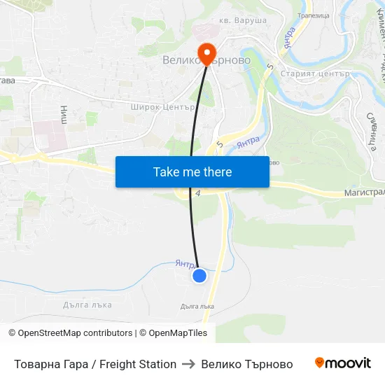 Товарна Гара / Freight Station to Велико Търново map