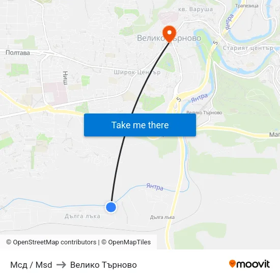 Мсд / Msd to Велико Търново map