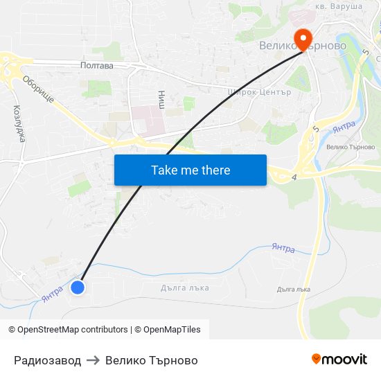 Радиозавод to Велико Търново map