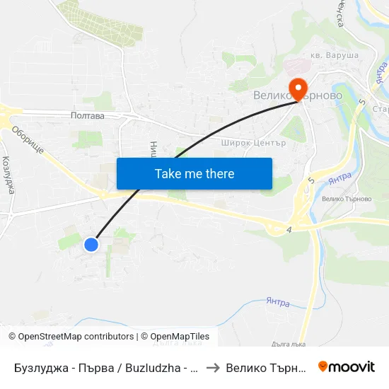 Бузлуджа - Първа / Buzludzha - First to Велико Търново map
