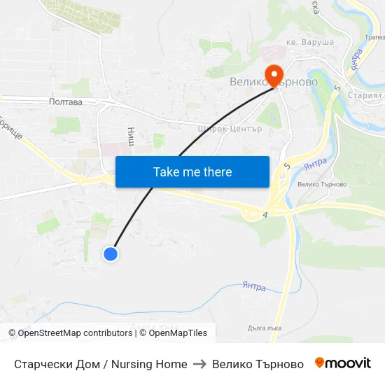 Старчески Дом / Nursing Home to Велико Търново map