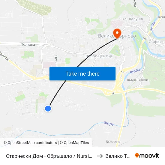 Старчески Дом - Обръщало / Nursing Home - Terminus to Велико Търново map