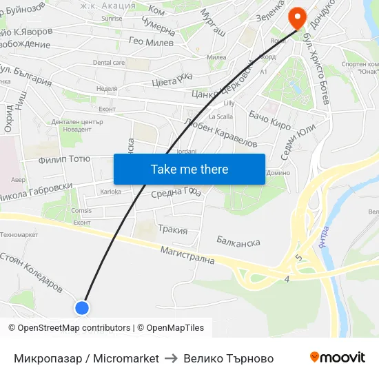 Микропазар / Micromarket to Велико Търново map