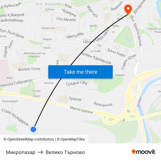 Микропазар / Micromarket to Велико Търново map