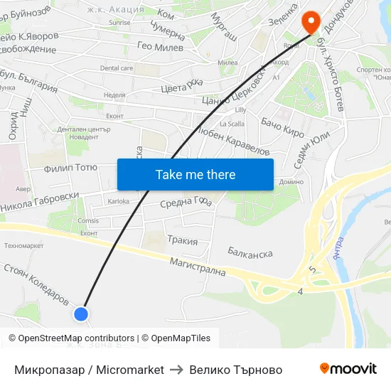 Микропазар / Micromarket to Велико Търново map