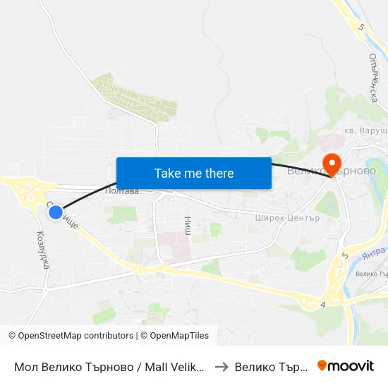 Мол Велико Търново / Mall Veliko Tarnovo to Велико Търново map