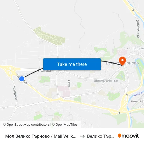 Мол Велико Търново / Mall Veliko Tarnovo to Велико Търново map
