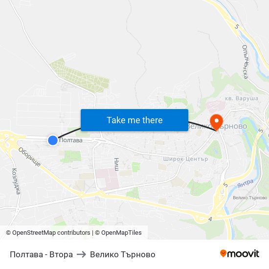 Полтава - Втора / Poltava - Second to Велико Търново map