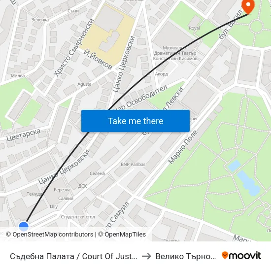 Съдебна Палата / Court Of Justice to Велико Търново map