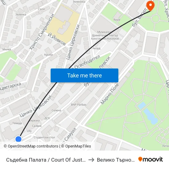 Съдебна Палата / Court Of Justice to Велико Търново map